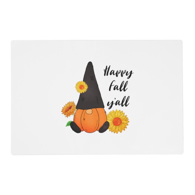 Xmas Modern Thanksgiving Fall Pumpkin Gnome Placemat (Front)