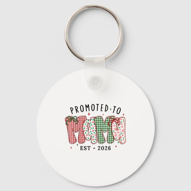 Xmas Mom Christmas Lace Coquette Promoted To Mama  Keychain (Front)