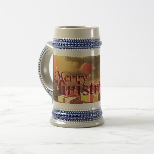 Xmas Motif with Presents Under the Christmas Tree Beer Stein