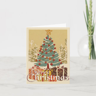 Xmas Motif, with Presents Under the Christmas Tree Card