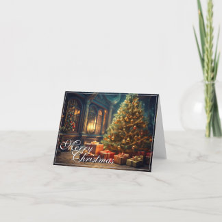 Xmas Motif with Presents Under the Christmas Tree Card