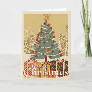 Xmas Motif, with Presents Under the Christmas Tree Card