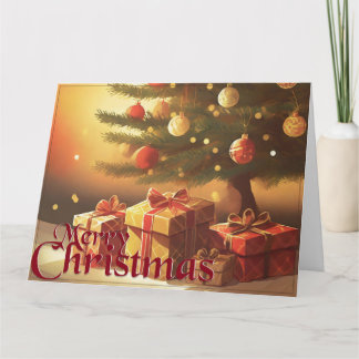 Xmas motif, with presents under the Christmas tree Card