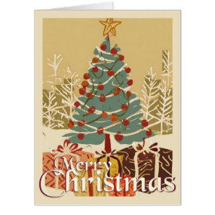 Xmas Motif, with Presents Under the Christmas Tree Card