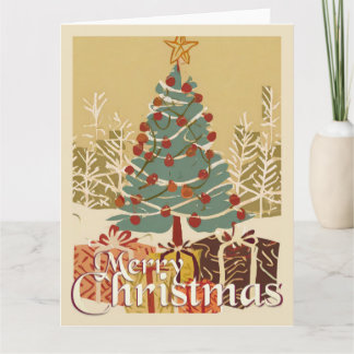 Xmas Motif, with Presents Under the Christmas Tree Card