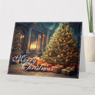 Xmas Motif with Presents Under the Christmas Tree Card