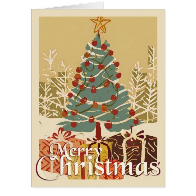 Xmas Motif, with Presents Under the Christmas Tree Card (Front)