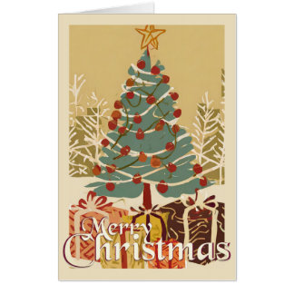 Xmas Motif, with Presents Under the Christmas Tree Card