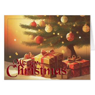Xmas Motif, with Presents Under the Christmas Tree Card