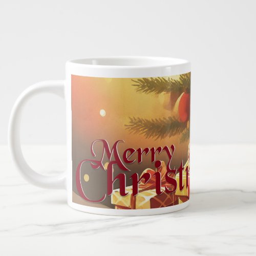 Xmas Motif with Presents Under the Christmas Tree Giant Coffee Mug