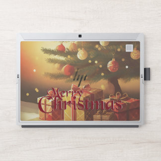 Xmas Motif, with Presents Under the Christmas Tree HP Laptop Skin