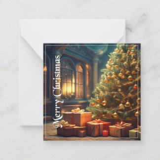 Xmas Motif with Presents Under the Christmas Tree Note Card