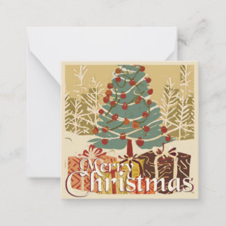 Xmas Motif, with Presents Under the Christmas Tree Note Card