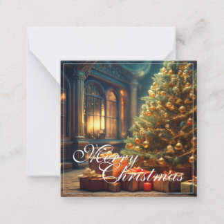 Xmas Motif with Presents Under the Christmas Tree  Note Card