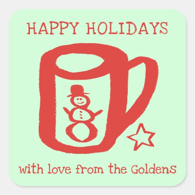 Xmas Mug Doodle CHRISTMAS Holiday To From Label (Front)
