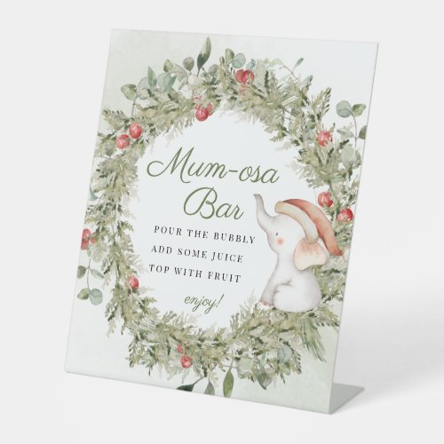 Xmas Mumosa Momosa Bar Elephant Baby Shower Sign