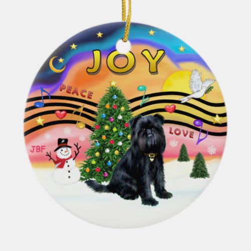 Xmas Music 2 _ Brussels Griffon black Ceramic Ornament