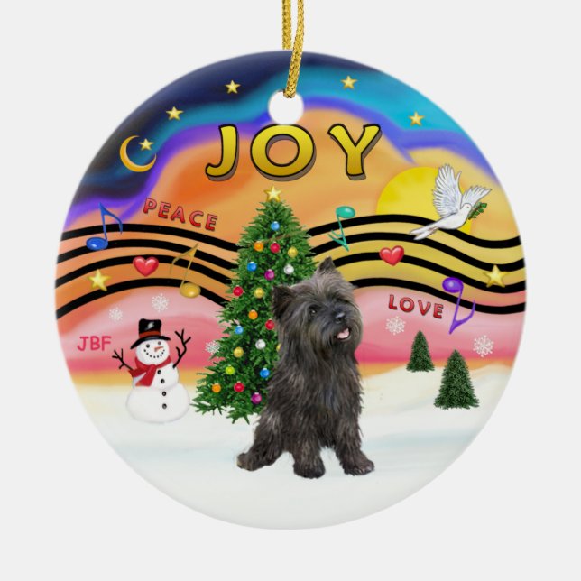 Xmas Music 2 - Cairn Terrier (brindle 21) Ceramic Ornament (Front)
