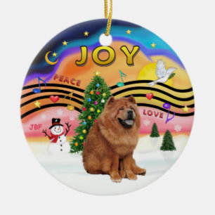 Xmas Music 2 - Chow Chow (red) Ceramic Ornament