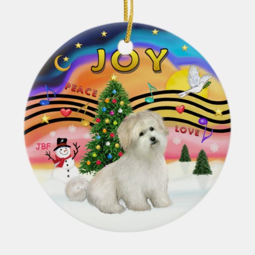 Xmas Music 2 _ Coton de Tulear Ceramic Ornament