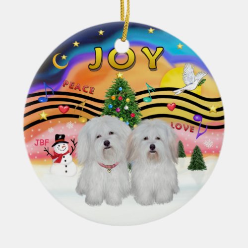 Xmas Music 2 _ Coton de Tulear TWO Ceramic Ornament