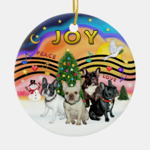 Xmas Music 2 - French Bulldogs (four) Ceramic Ornament
