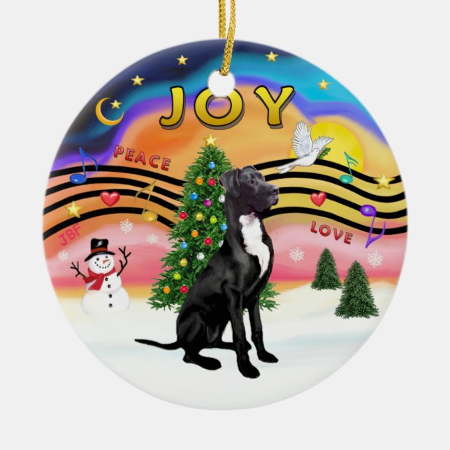 Xmas Music 2 - Great Dane (black-natural) Ceramic Ornament (Front)