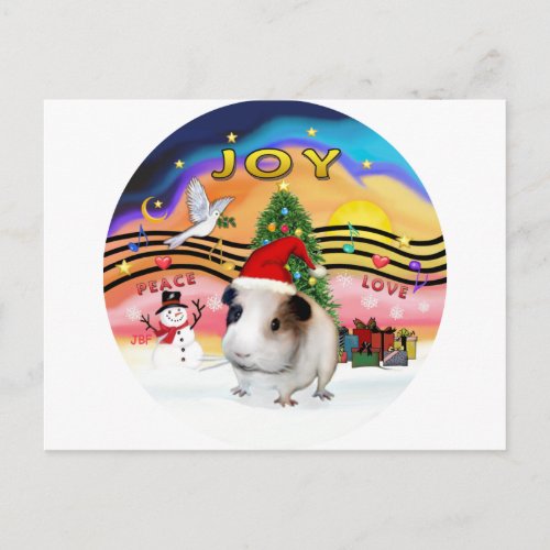 Xmas Music 2 _ Guinea Pig 1 _ hat Holiday Postcard