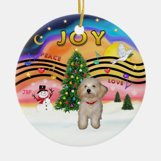 Xmas Music 2 - Havanese puppy Ceramic Ornament (Front)