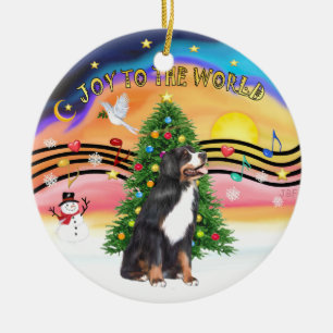 Xmas Music 2 - Jo y- Bernese Mountain Dog Ceramic Ornament