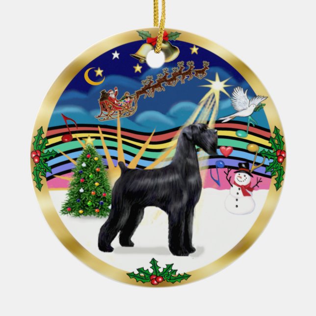 Xmas Music 3 - Black Giant Schnauzer Ceramic Ornament (Front)