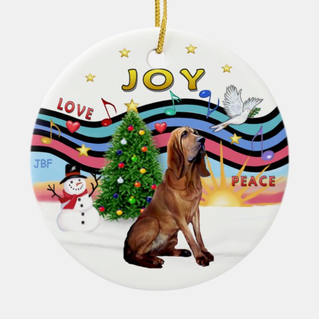 XMas Music - Bloodhound Ceramic Ornament (Front)