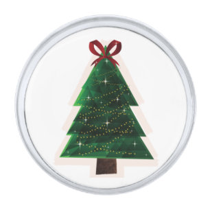 Xmas Music Vinyl Christmas Tree Ornaments 7 Silver Finish Lapel Pin