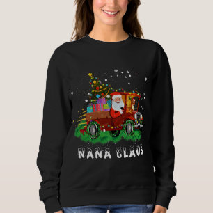 Xmas Nana Claus Red Truck Family Christmas Pajama Sweatshirt
