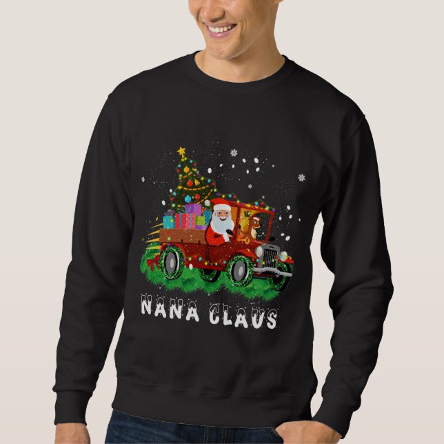 Xmas Nana Claus Red Truck Family Christmas Pajama  Sweatshirt (Front)