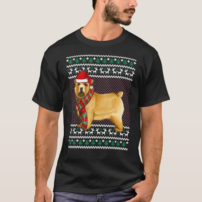 Xmas Norwich Terrier Dog Santa Hat Ugly Christmas T-Shirt (Front)