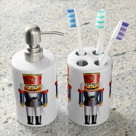 Xmas Nutcracker Soap Dispenser And Toothbrush Holder (Front)