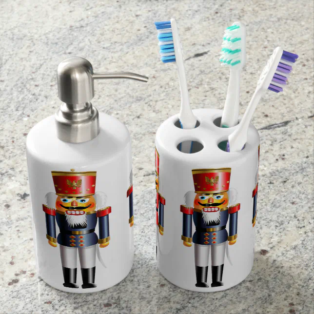 Xmas Nutcracker Soap Dispenser And Toothbrush Holder Zazzle