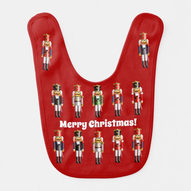 Xmas Nutcracker Soldiers Baby Bib (Front)