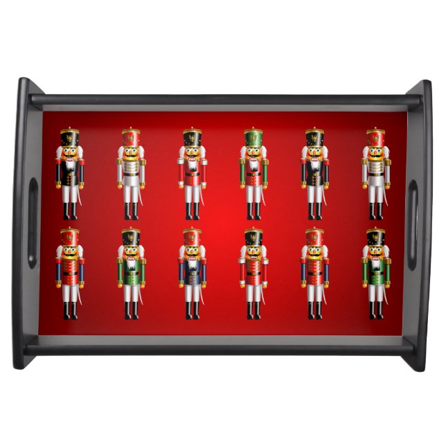 Xmas Nutcracker Toy Soldiers Cartoon Serving Tray (Front)
