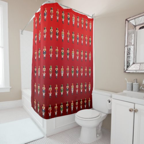 Xmas Nutcrackers Toy Soldiers Cartoon Shower Curtain