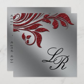 Xmas Office Party Invite Sparkle Leaf Red Silver M by WeddingShop88 at Zazzle