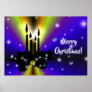Xmas on Purple Yellow Rainbow with Pearls Poster
