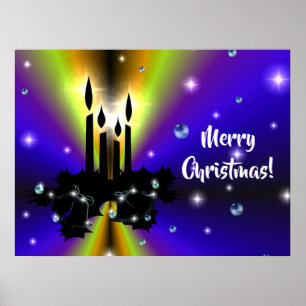 Xmas on Purple Yellow Rainbow with Pearls Poster