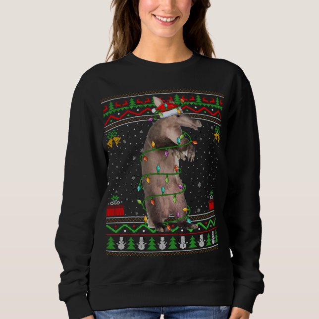 Xmas Pajama Red Plaid Christmas Lights Alligator A Sweatshirt (Front)
