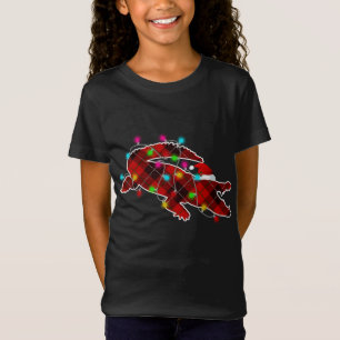 Xmas Pajama Red Plaid Christmas Lights Guinea pig T-Shirt