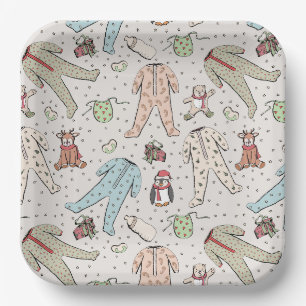 Xmas Pajamas Winter Baby Shower Paper Plates