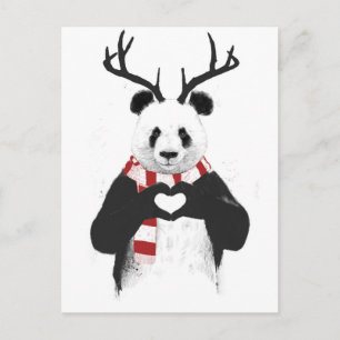 Xmas panda holiday postcard
