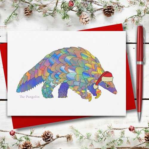 Xmas Pangolin Cute Endangered Species Holiday Card