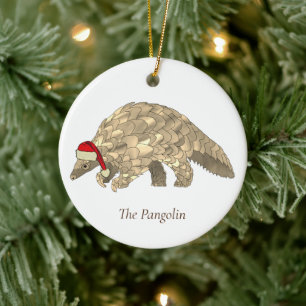 Xmas Pangolin Endangered Species Festive Animal Ceramic Ornament